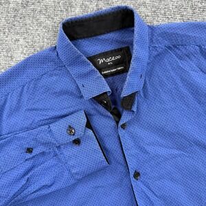 Maceoo Shirt Size 4 Large Blue Geometric Print Exclusive Italian Fabric Men's